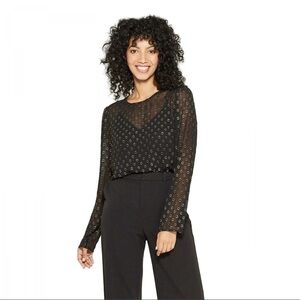 A New Day Black & Gold Sheer Blouse